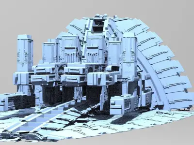 Sci-fi Alien Freighter Towers  3D model