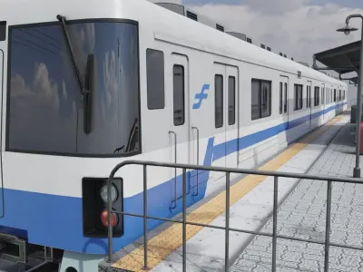  japan train fukuoka subway 1000 Low-poly 3D model