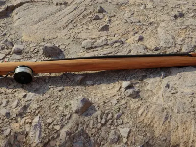 Speargun for spearfishing wood B 3D model Low-poly  UE4 Low-poly 3D model