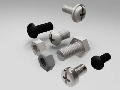 Bolt and nut Free 3D model purchase