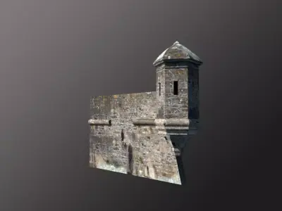 castle stone wall Low-poly 3D model