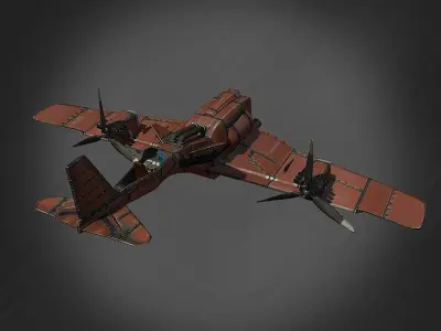 Cartoon Airplane Low-poly 3D model get