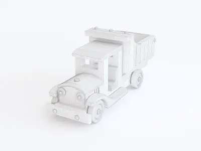 Wooden toy dump truck 02 3D model