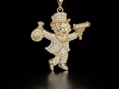 Diamond Men Monopoly Man Charm Pendant 3D print model