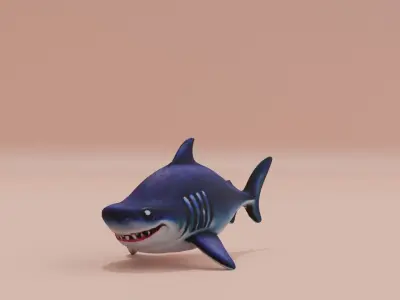 Baby Shark Fat Chibi Style Cartoon Low-poly 3D model