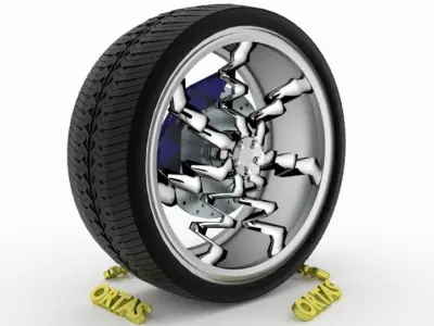 ORTAS CAR WHEEL RIM 112 GAME READY WHEEL RIM TIRE 3D model