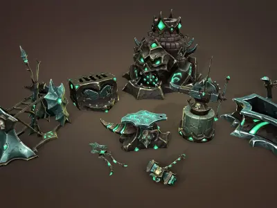 Undead forge collection Low-poly 3D model