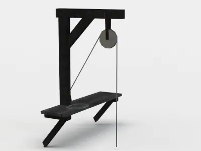 Hoist stool with wooden base Low-poly 3D model