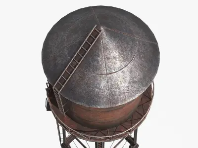 Vintage Water Tower v3 Low-poly 3D model