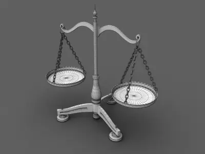 balanced scale and justice symbol 3D model