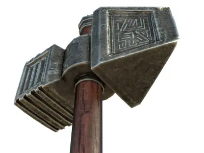 Old Battle Hammer Low-poly 3D model