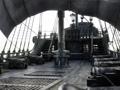 Black Pearl Ship Low-poly 3D model