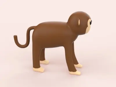 Cartoon Monkey Animal Style Cute Low-poly 3D model