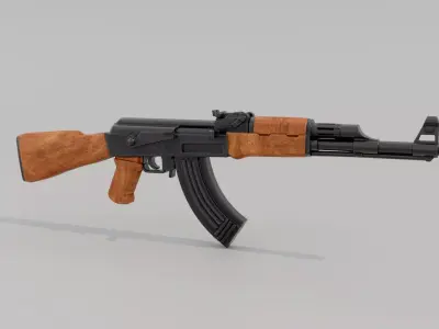 AKM Assault Rifle Low-poly 3D model