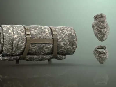 Military RollMat and Bandanas Free 3D model