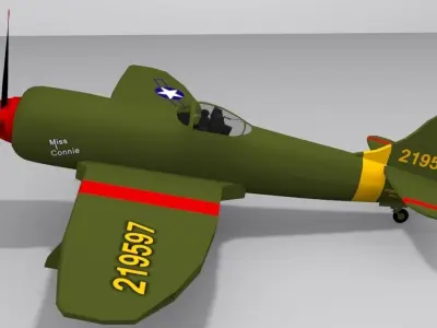 P-63 Kingcobra Low-poly 3D model