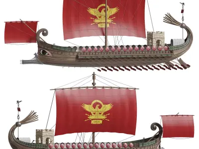 Trireme antique warship 3D model