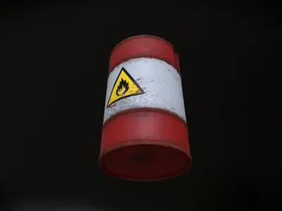 Explosive Red Oil Barrel - 4K PBR Low-poly 3D model