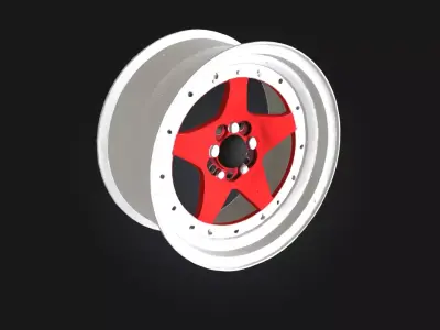 Red Alloy Wheel Render  Bold Design Meets High-Performance Style 3D model