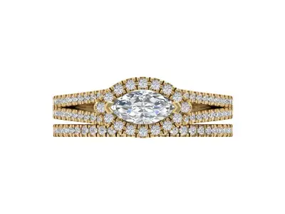 Marquise Ring Bridal Set 3D print model 4