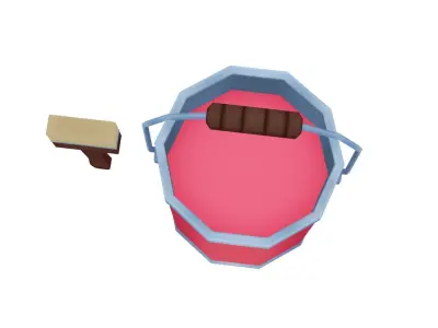 Paint Bucket and Brush - Hand Painted Free 3D model
