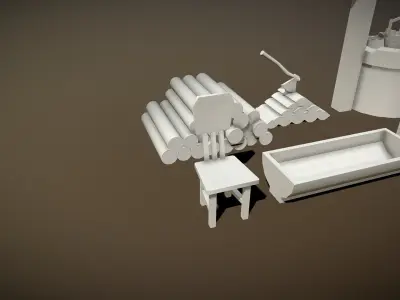 Farm Tools Low-poly 3D model