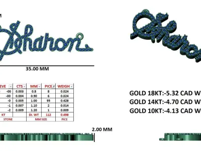 Sharon Name Pendent 3D print model purchase