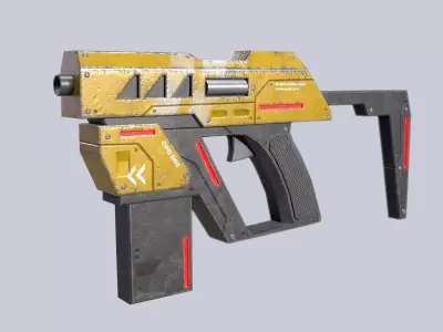Cyberpunk gun Low-poly 3D model