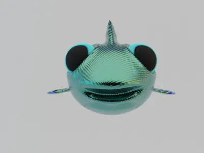Green Animated Fish Low-poly 3D model