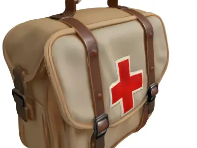 Vintage Military First Aid Kit Low-poly 3D model