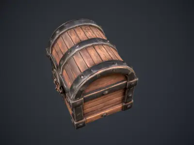 wooden treasure chest Low-poly 3D model