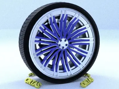ORTAS CAR RIM 65 GAME READY RIM TIRE AND DISC 3D model