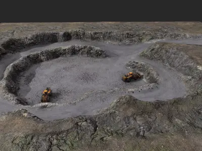 Mine Quarry Low-poly 3D model