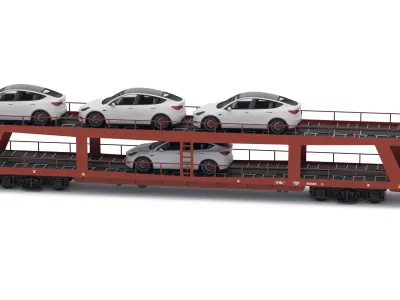 Autorack Car Transporter and Tesla Y 3D model