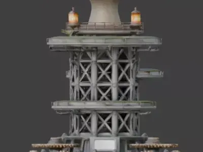 Mushroom Bioluminescence Tower 3D Model Low-poly 3D model