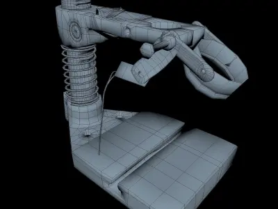 Fastening Low Poly old machine with screw Low-poly 3D model