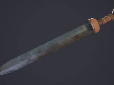 Gladius sword with wooden handle Low-poly 3D model