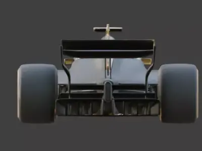 Matte Black and Gold Open-Wheel Race Car 3D Model  V03 Low-poly 3D model