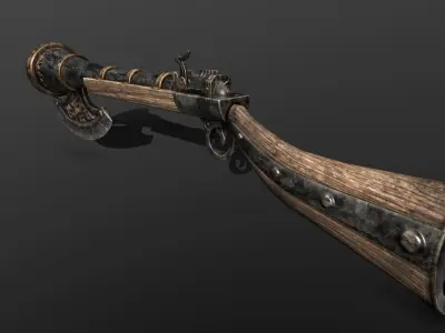 musket with axe Free low-poly 3D model