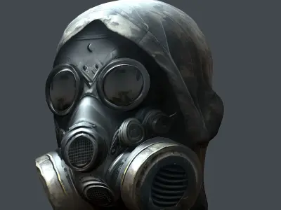 Gas mask helmet 3d model military combat Low-poly  Low-poly 3D model 6