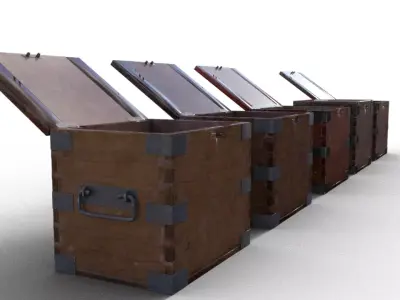 Old Wooden Safe Box Wood Low-poly 3D model