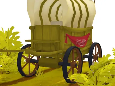 Wagon - Hand Painted Low-poly 3D model
