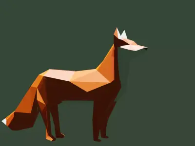 low poly forest 3D model polygonal fox Low-poly 3D model