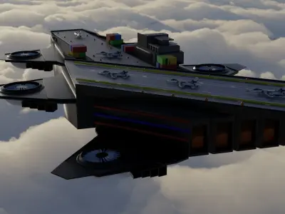 Flying Military Ship Low-poly 3D model