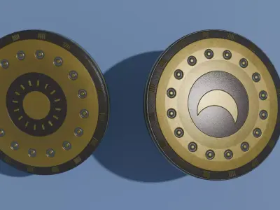 Stylized Sun and Moon Coin PBR Game Ready 3D Asset Low-poly 3D model
