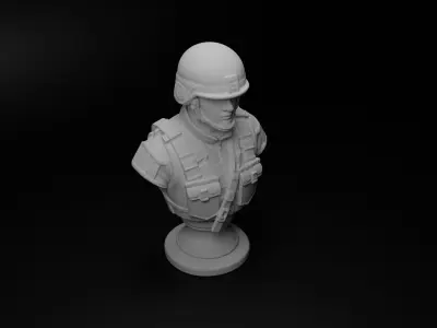 Modern Special Forces Soldier Bust Chess 3D print model shop