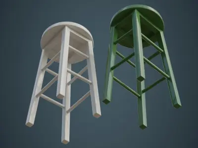 Stool 2C Low-poly 3D model