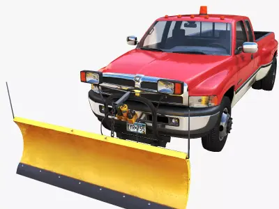 Dodge Ram 1995 3500 snow plow Low-poly 3D model
