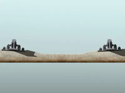 Railway track concrete sleepers 3D model