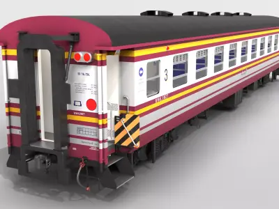State Railway of Thailand Bogie Third Class Carriage 3D model